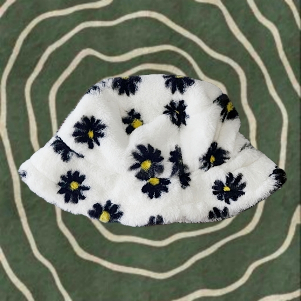 Black, White and Yellow Flower Bucket Hat